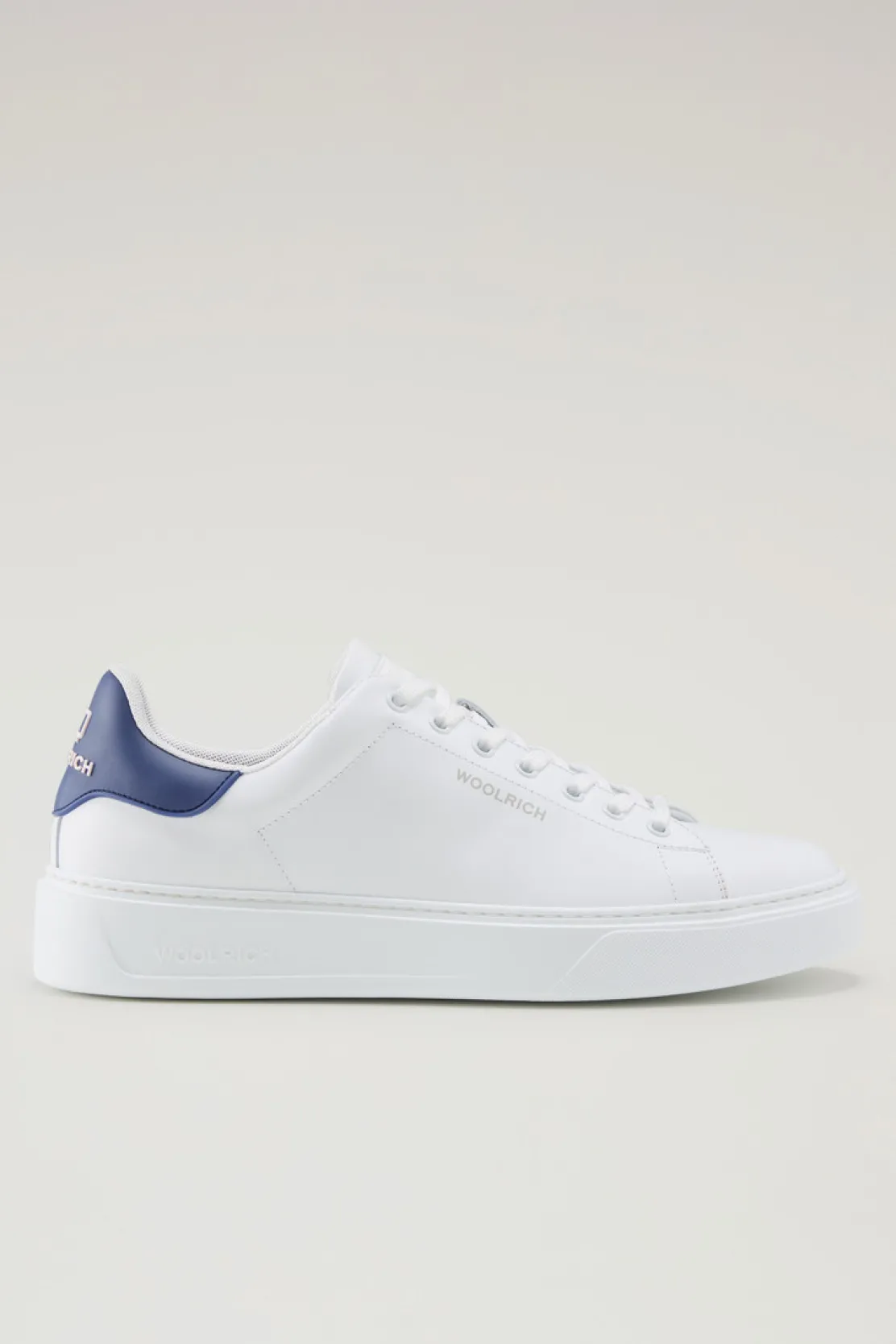 Sneakers>Woolrich Sneakers Classic Court In Pelle Con Toppa A Contrasto White Blue