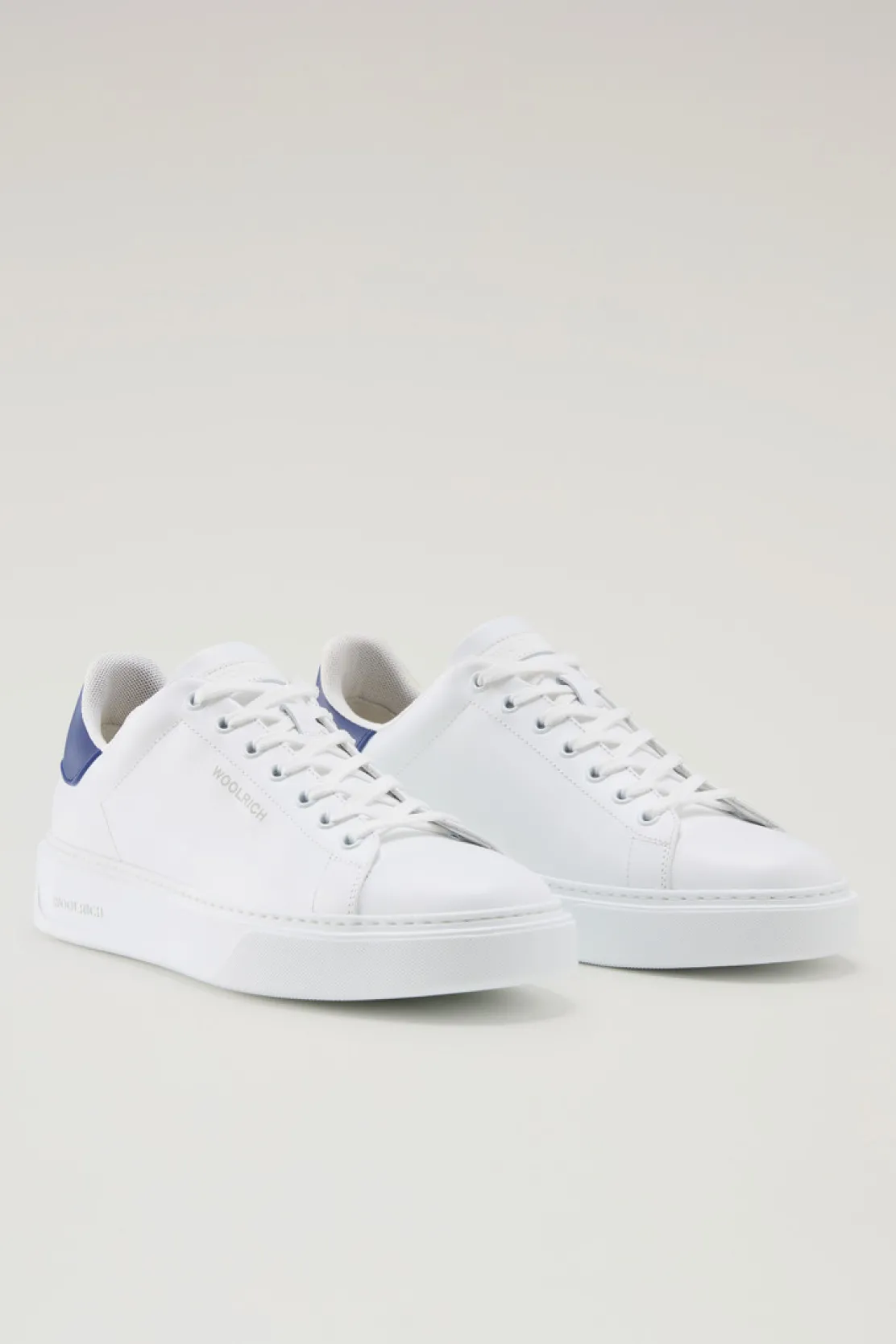 Sneakers>Woolrich Sneakers Classic Court In Pelle Con Toppa A Contrasto White Blue