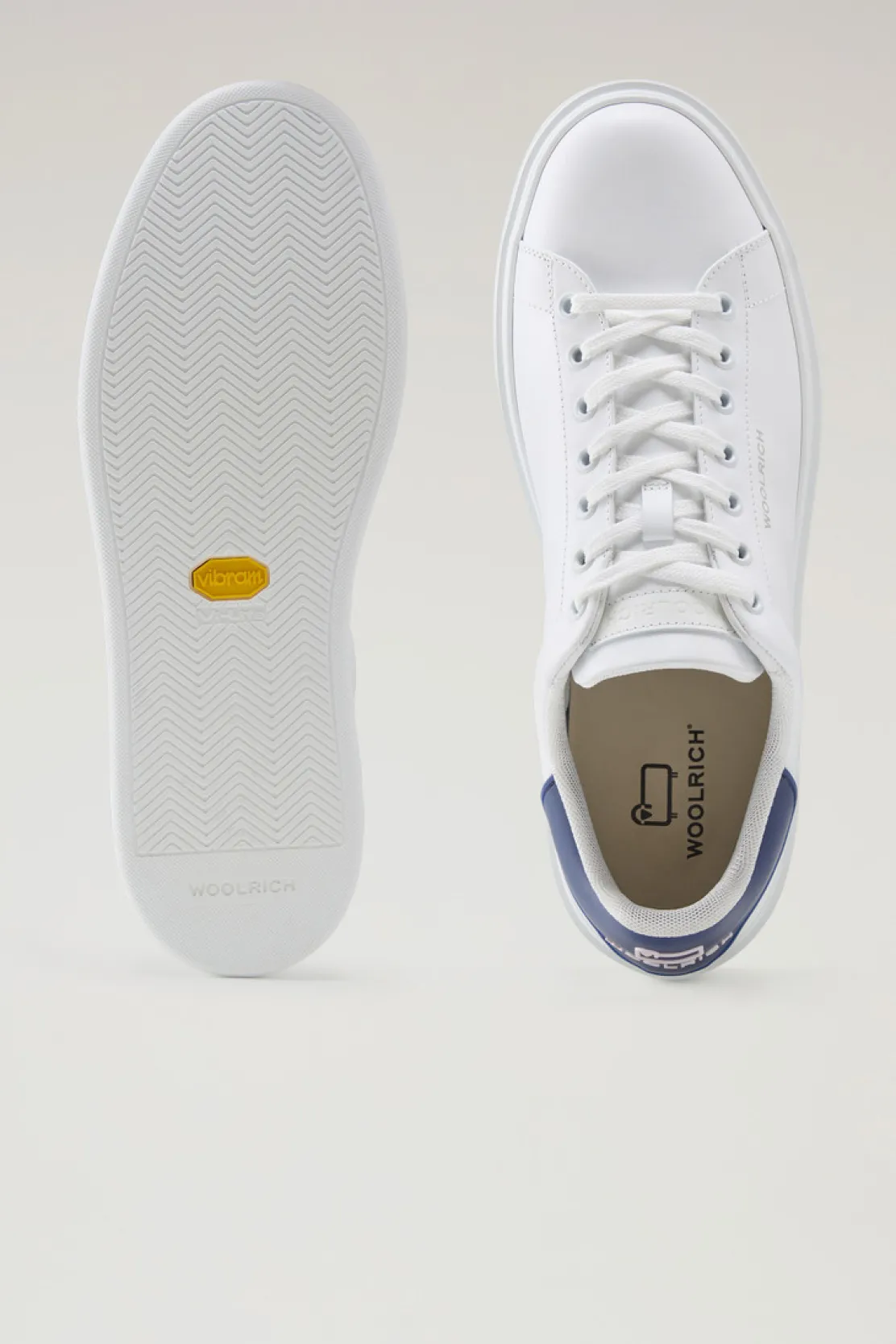 Sneakers>Woolrich Sneakers Classic Court In Pelle Con Toppa A Contrasto White Blue