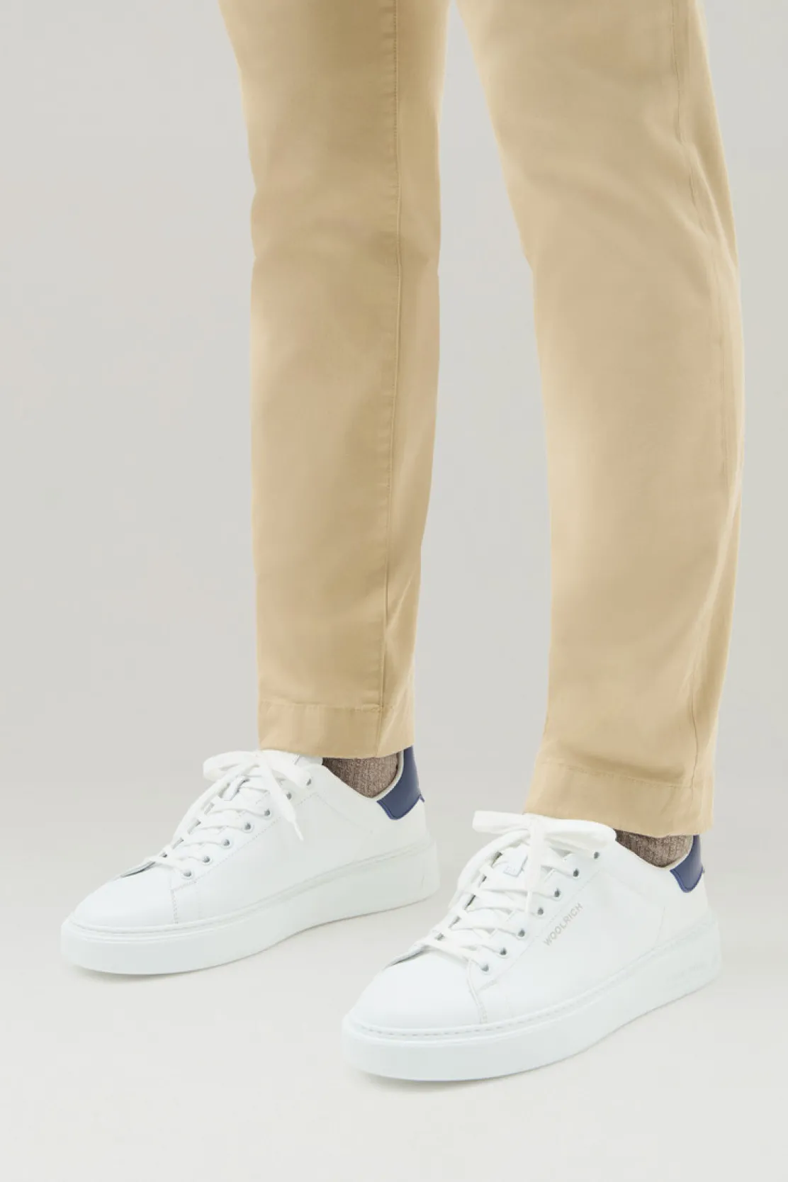 Sneakers>Woolrich Sneakers Classic Court In Pelle Con Toppa A Contrasto White Blue