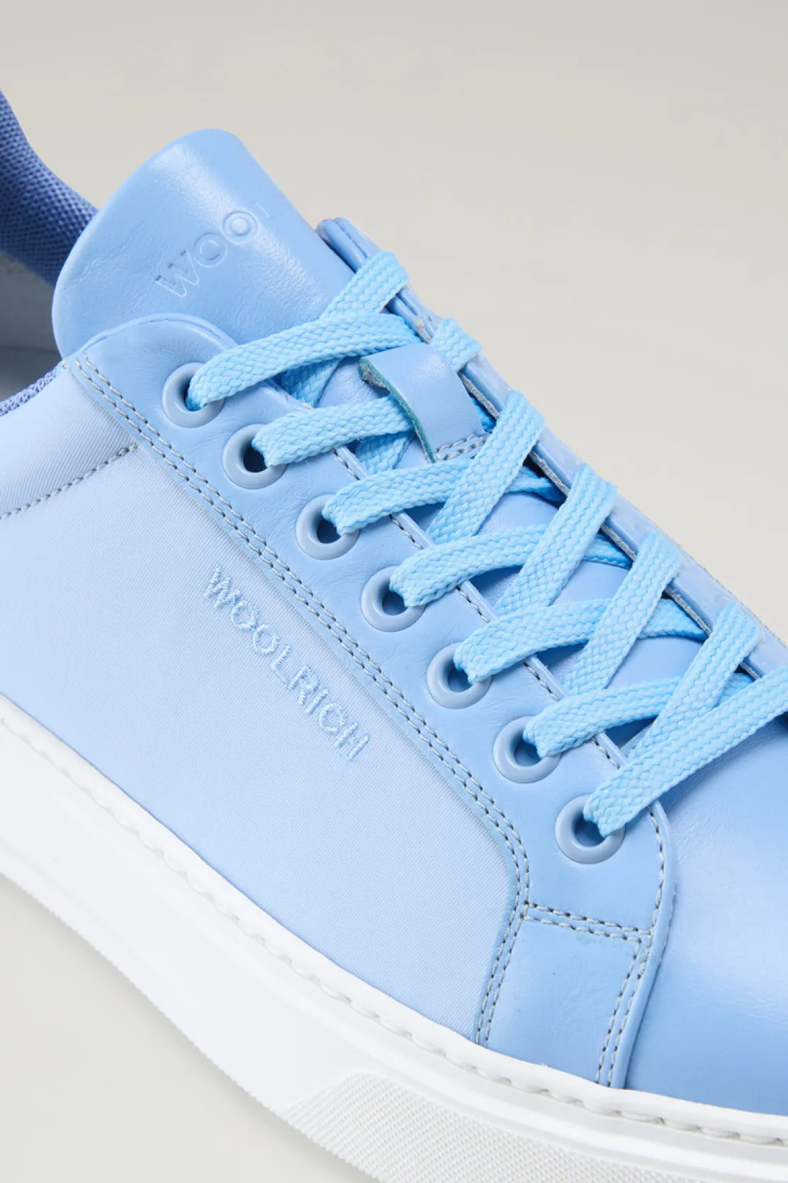 Sneakers>Woolrich Sneakers Classic Court In Tessuto Tecnico Con Dettagli In Pelle Sky Blue