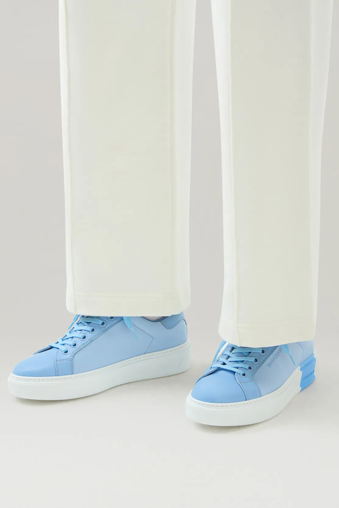 Sneakers>Woolrich Sneakers Classic Court In Tessuto Tecnico Con Dettagli In Pelle Sky Blue