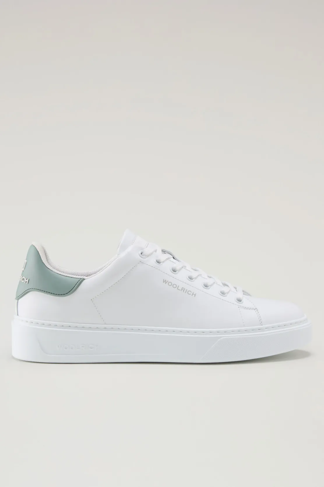 Sneakers>Woolrich Sneakers Classic Court In Pelle Con Toppa A Contrasto White Green