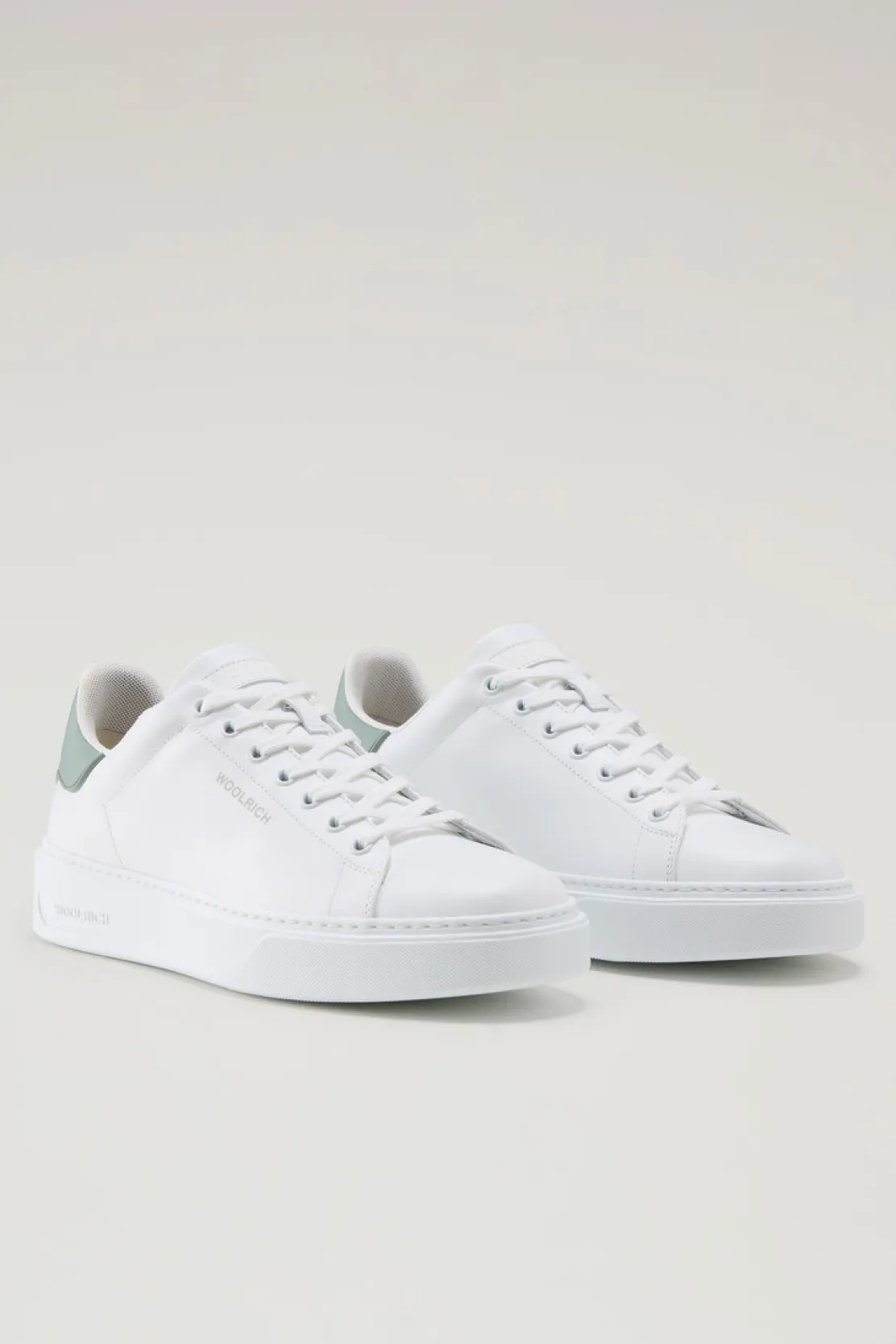 Sneakers>Woolrich Sneakers Classic Court In Pelle Con Toppa A Contrasto White Green