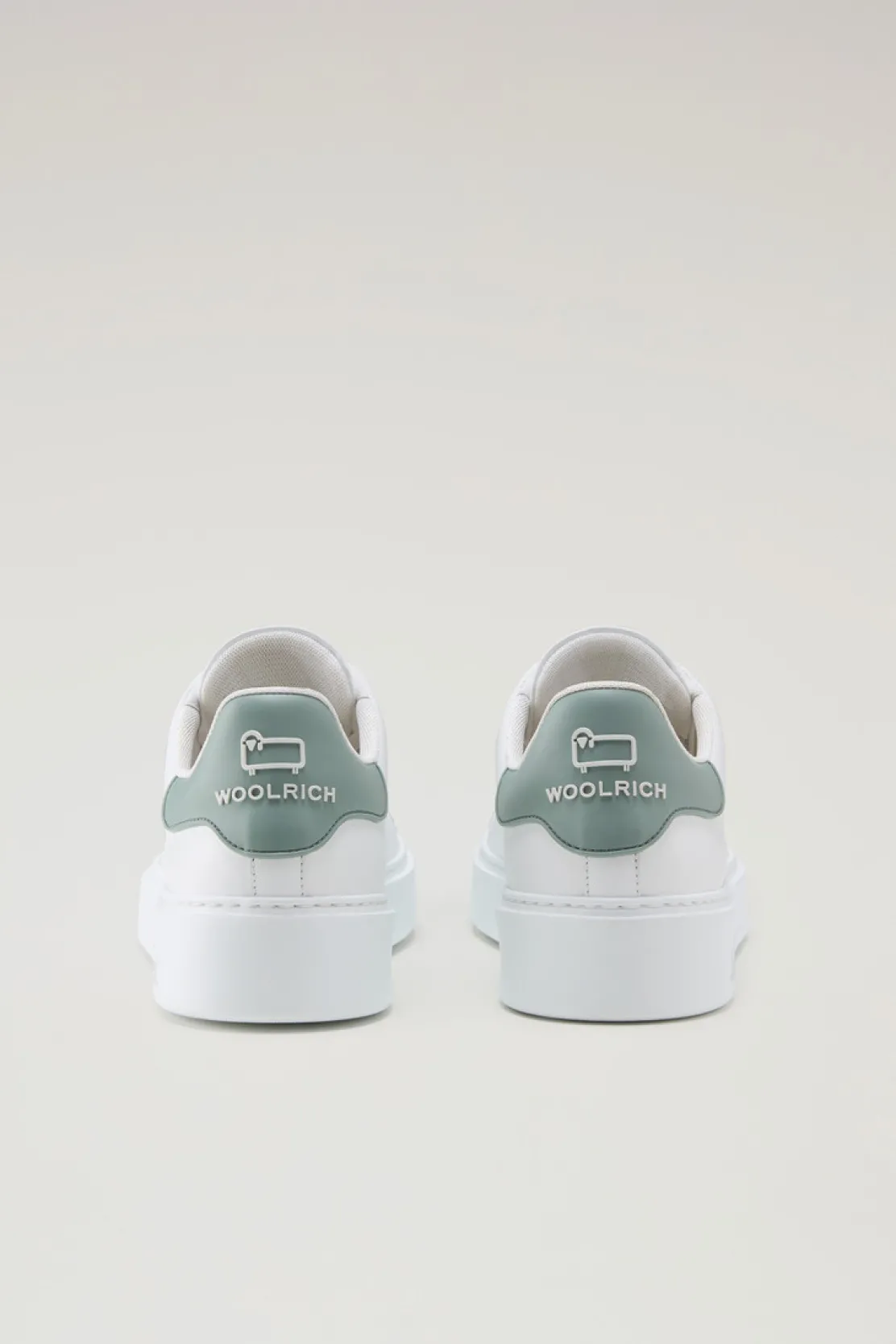 Sneakers>Woolrich Sneakers Classic Court In Pelle Con Toppa A Contrasto White Green