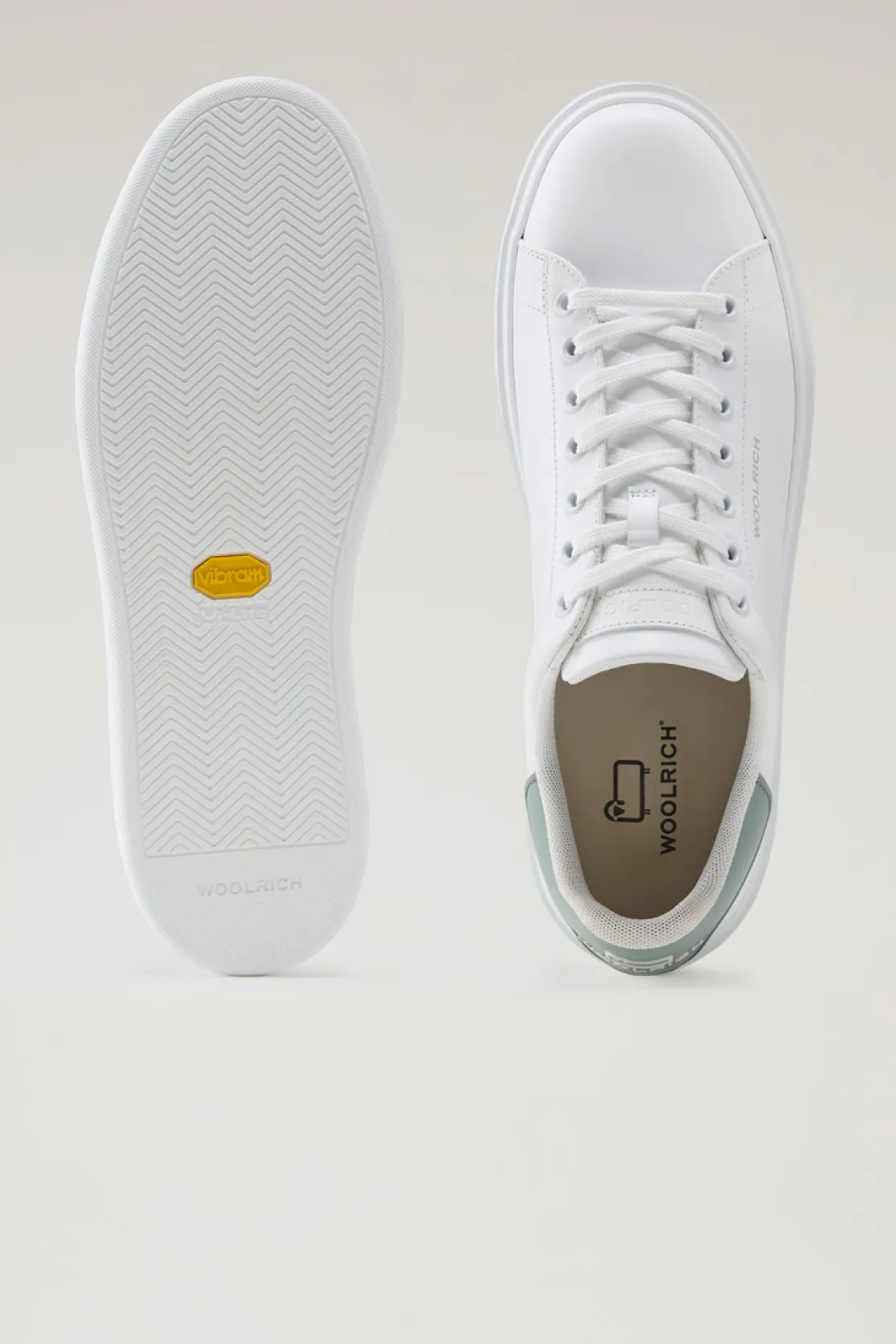 Sneakers>Woolrich Sneakers Classic Court In Pelle Con Toppa A Contrasto White Green