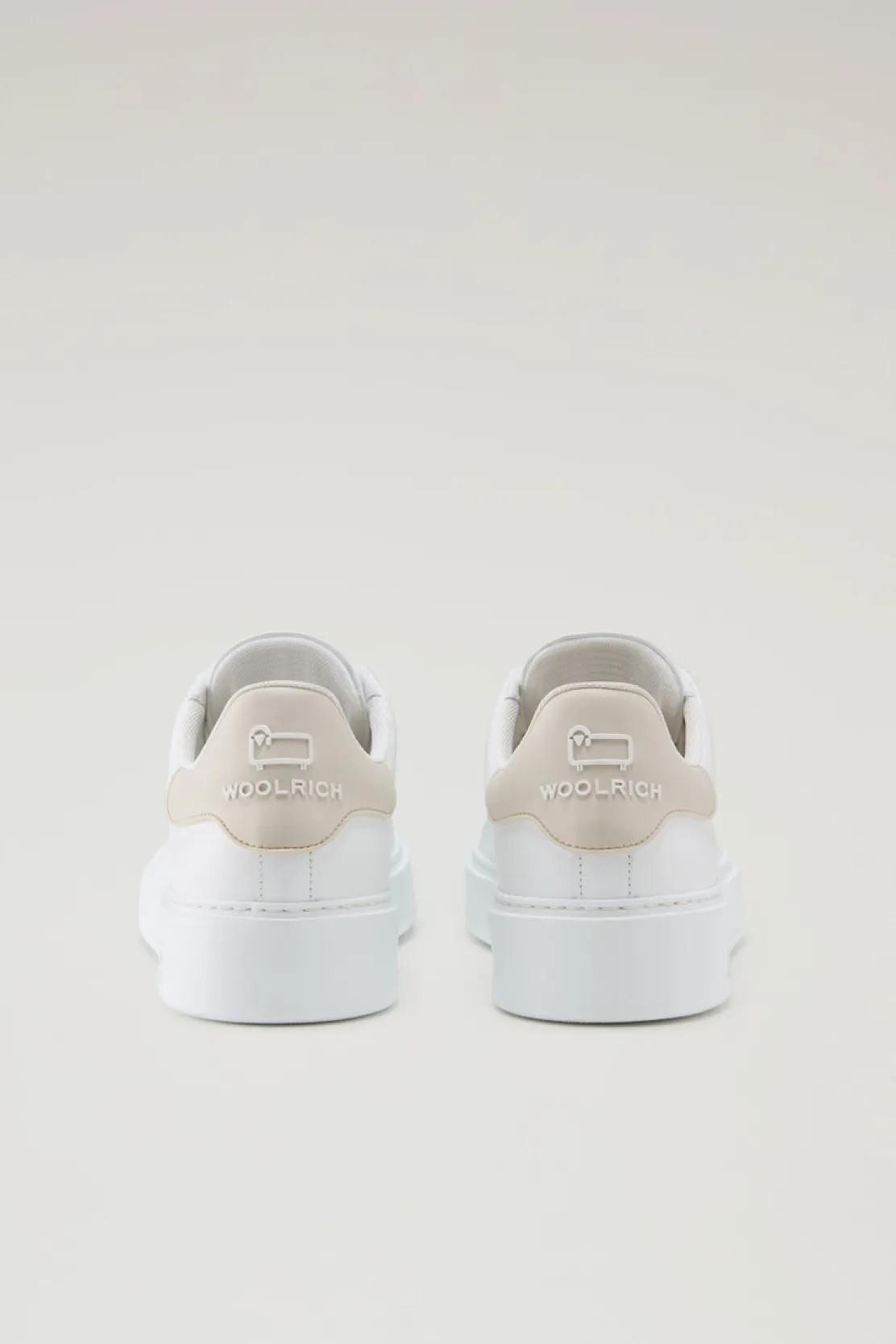 Sneakers>Woolrich Sneakers Classic Court In Pelle Con Toppa A Contrasto White Beige