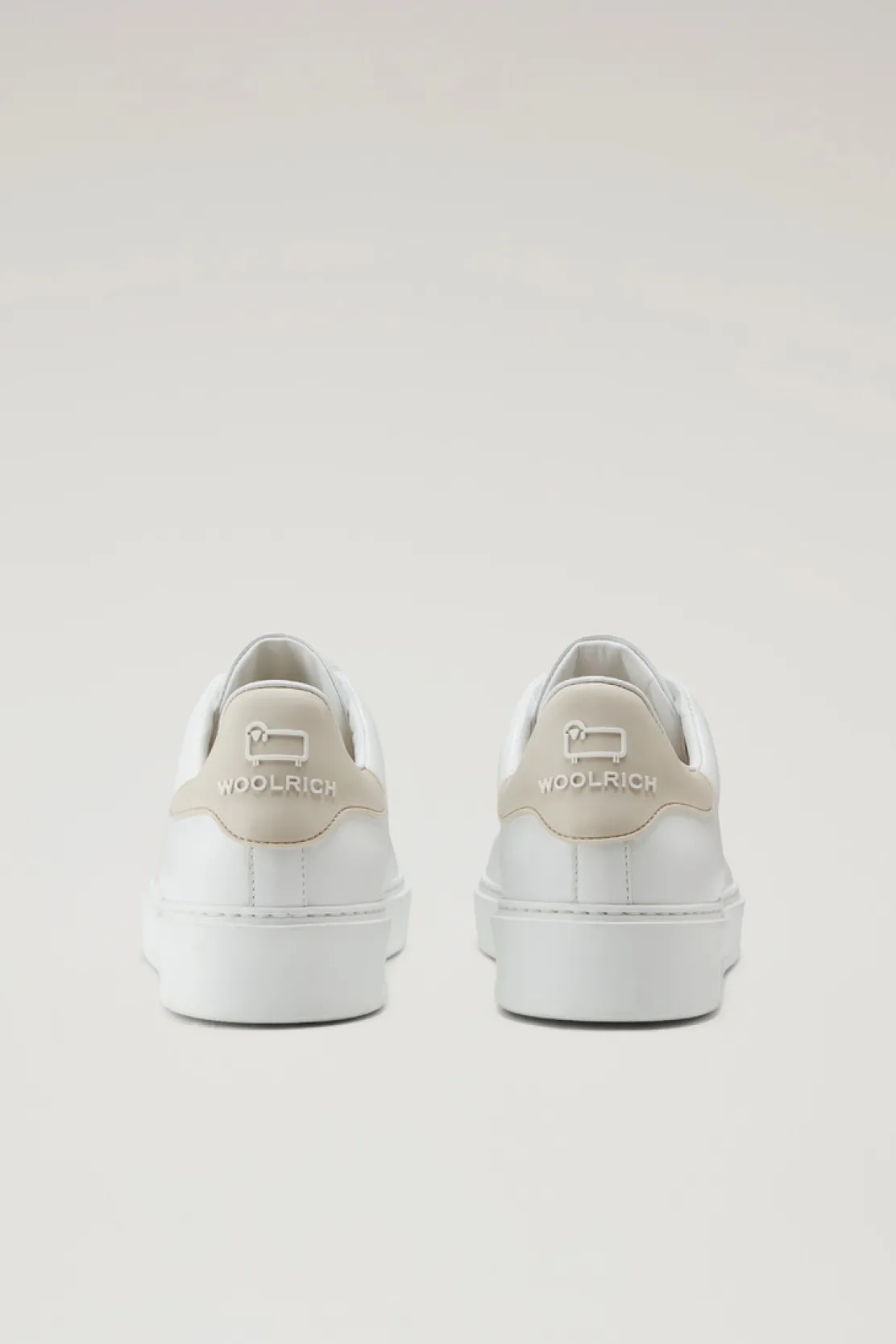 Sneakers>Woolrich Sneakers Classic Court In Pelle Con Dettagli A Contrasto White Beige