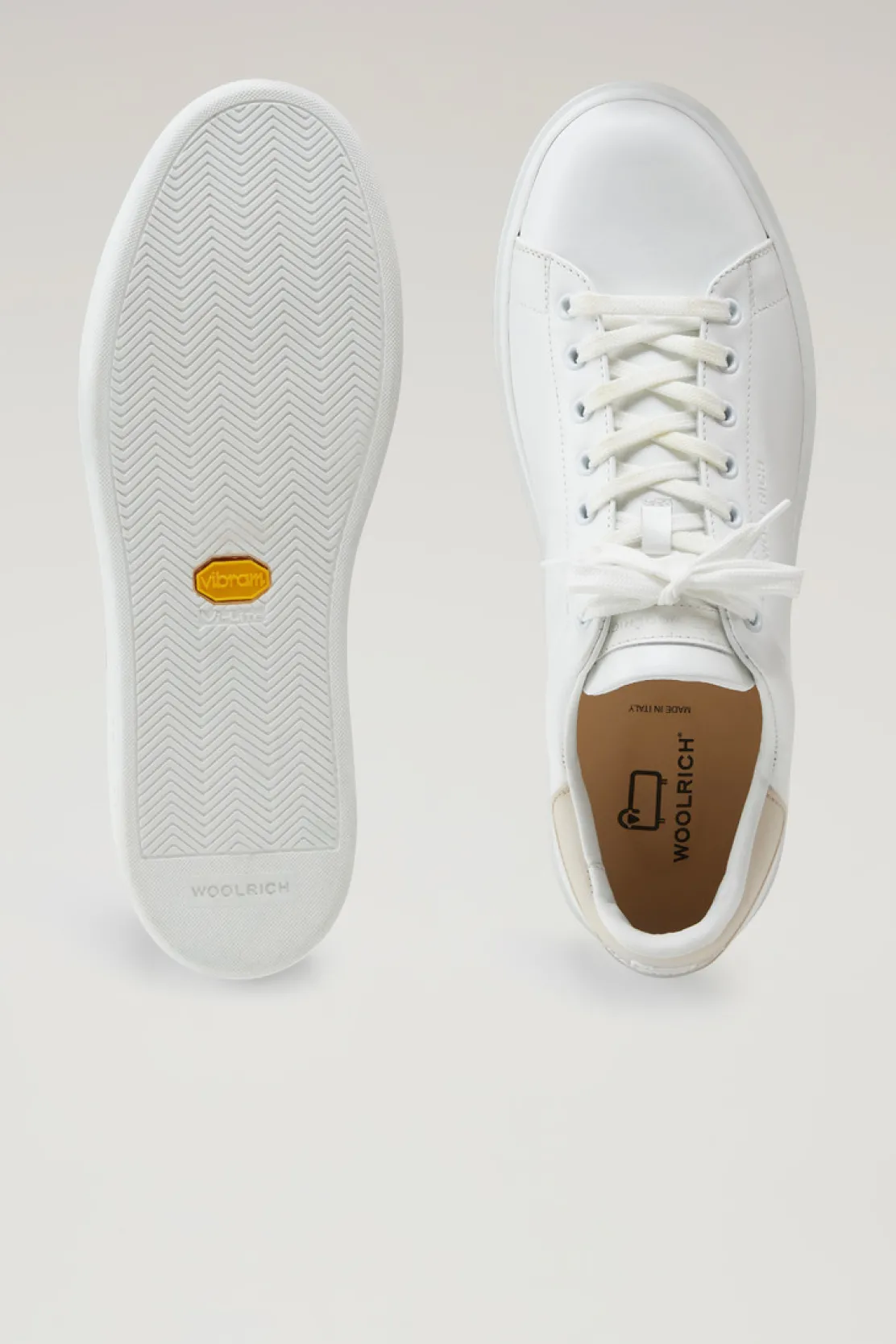 Sneakers>Woolrich Sneakers Classic Court In Pelle Con Dettagli A Contrasto White Beige