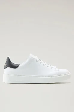 Sneakers>Woolrich Sneakers Classic Court In Pelle Con Toppa A Contrasto White Black