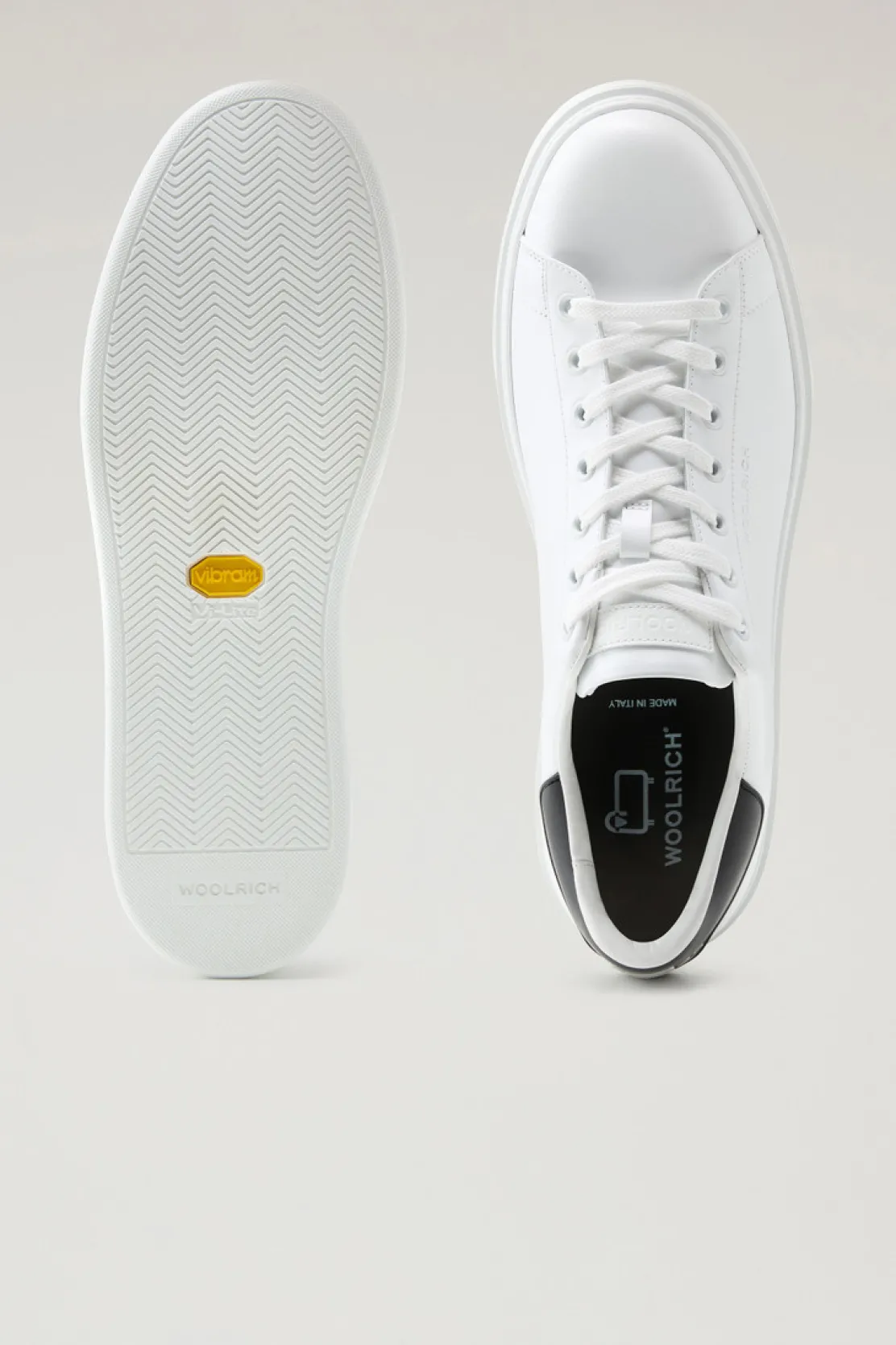 Sneakers>Woolrich Sneakers Classic Court In Pelle Con Toppa A Contrasto White Black