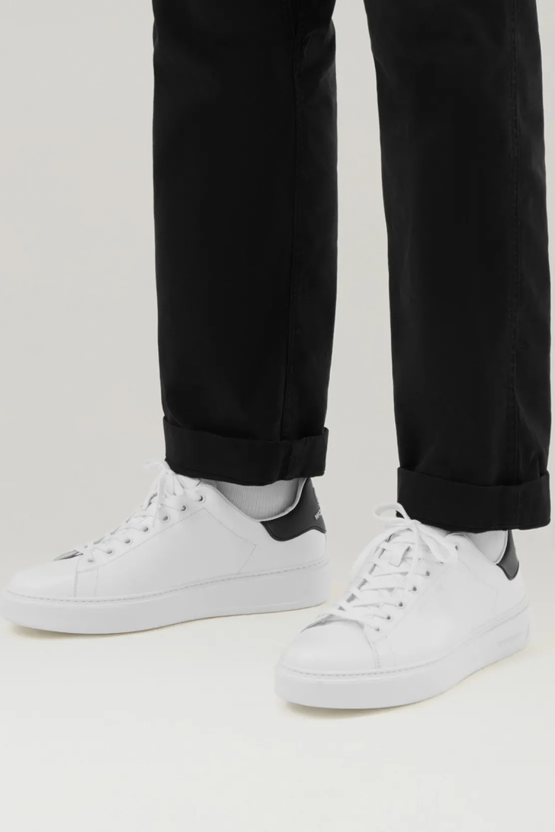 Sneakers>Woolrich Sneakers Classic Court In Pelle Con Toppa A Contrasto White Black
