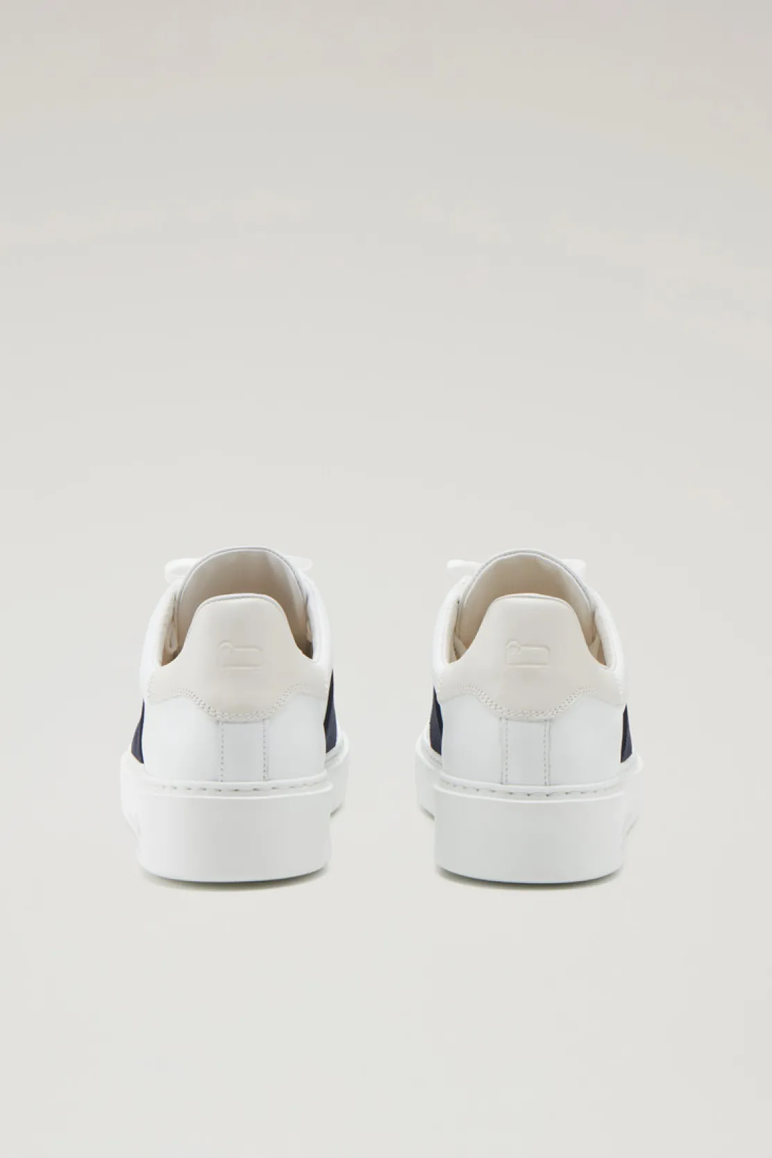 Sneakers>Woolrich Sneakers Classic Court In Pelle Con Banda In Pelle Scamosciata White Indaco