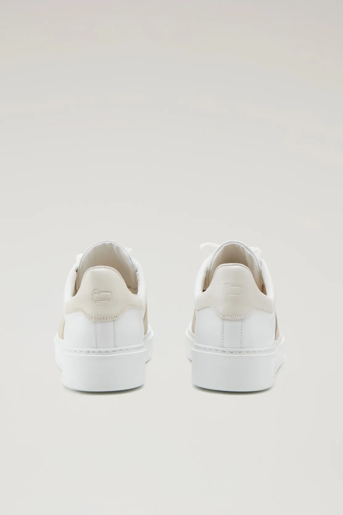 Sneakers>Woolrich Sneakers Classic Court In Pelle Con Banda In Pelle Scamosciata White Cream