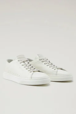 Sneakers>Woolrich Sneakers Cloud Court In Pelle Bottalata Cream