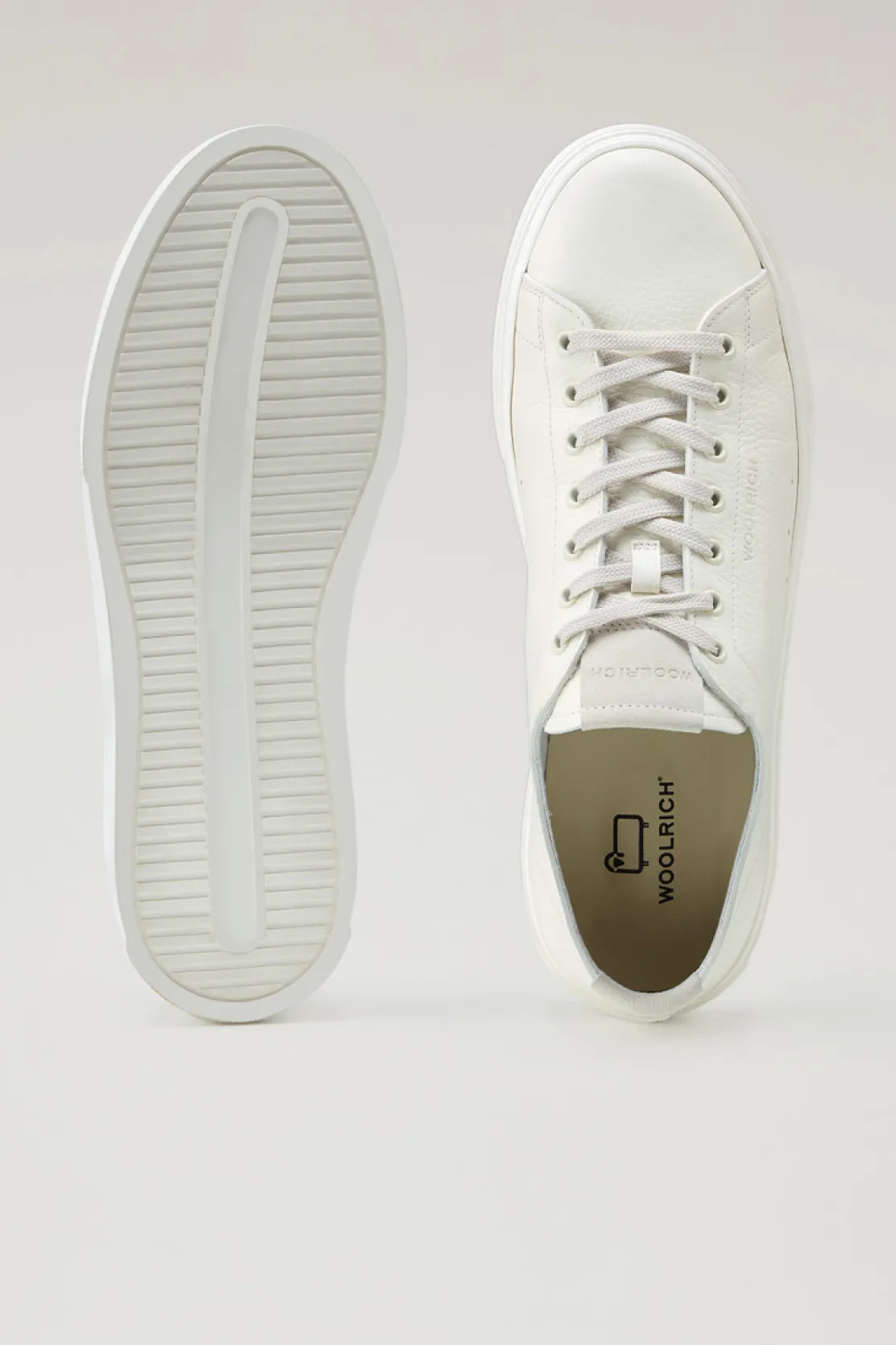 Sneakers>Woolrich Sneakers Cloud Court In Pelle Bottalata Cream