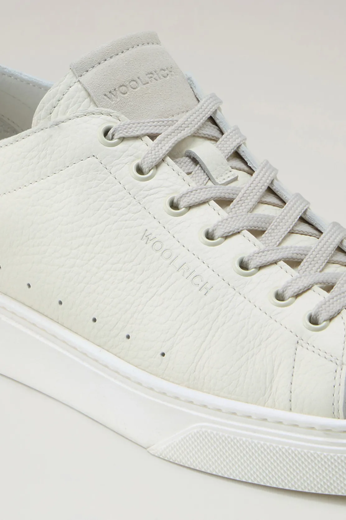 Sneakers>Woolrich Sneakers Cloud Court In Pelle Bottalata Cream
