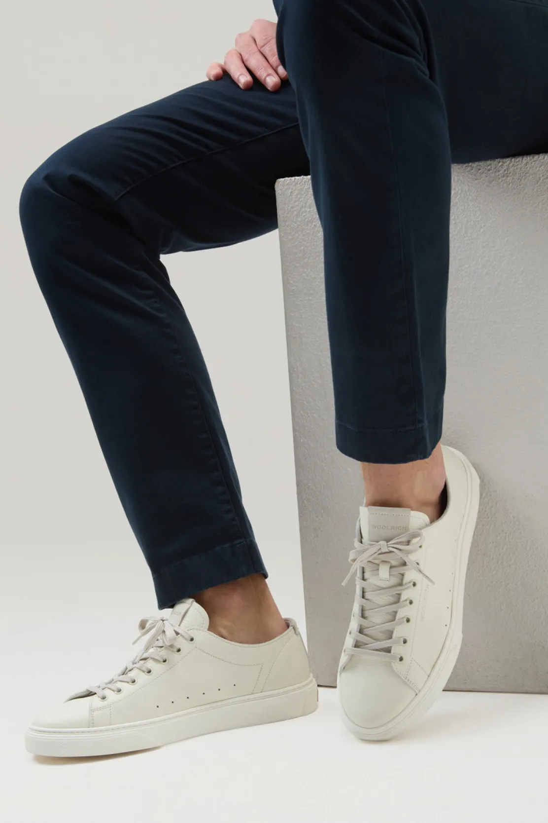 Sneakers>Woolrich Sneakers Cloud Court In Pelle Bottalata Cream
