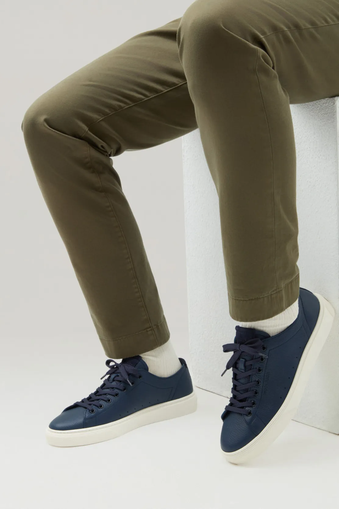 Sneakers>Woolrich Sneakers Cloud Court In Pelle Bottalata Blue