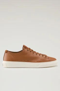 Sneakers>Woolrich Sneakers Cloud Court In Pelle Bottalata Cognac