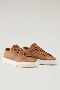 Sneakers>Woolrich Sneakers Cloud Court In Pelle Bottalata Cognac