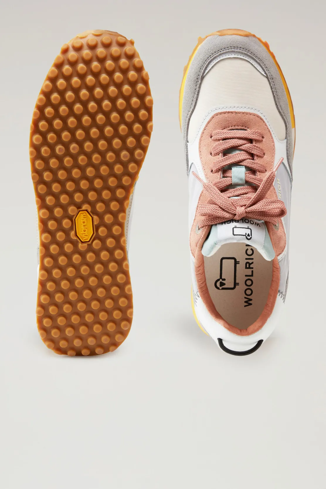 Sneakers>Woolrich Sneakers Retro In Pelle Con Dettagli In Nylon Grey Beige