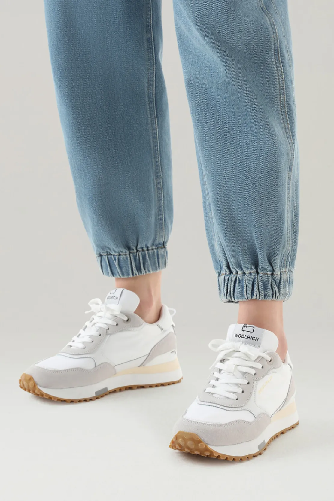 Sneakers>Woolrich Sneakers Retro In Pelle Con Dettagli In Nylon White White