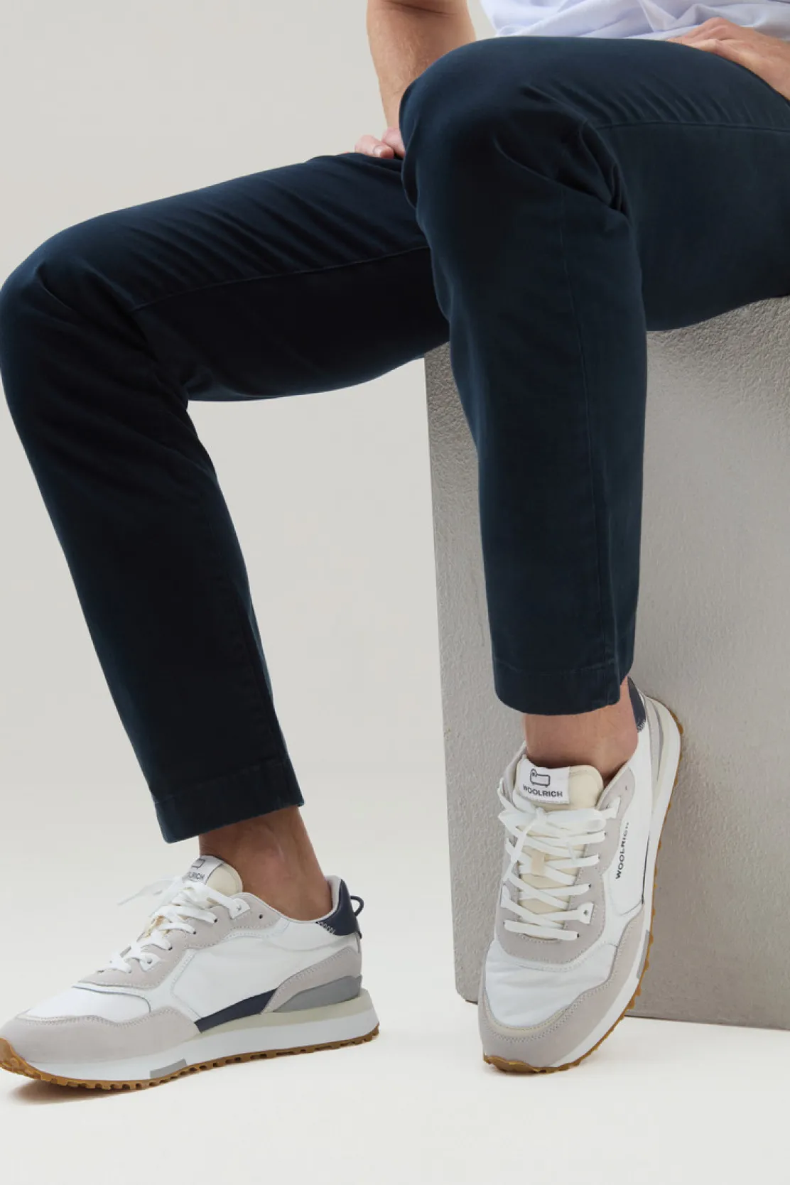 Sneakers>Woolrich Sneakers Retro In Pelle Con Dettagli In Nylon White White