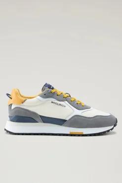Sneakers>Woolrich Sneakers Retro In Pelle Con Dettagli In Nylon Grey Cream