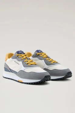 Sneakers>Woolrich Sneakers Retro In Pelle Con Dettagli In Nylon Grey Cream