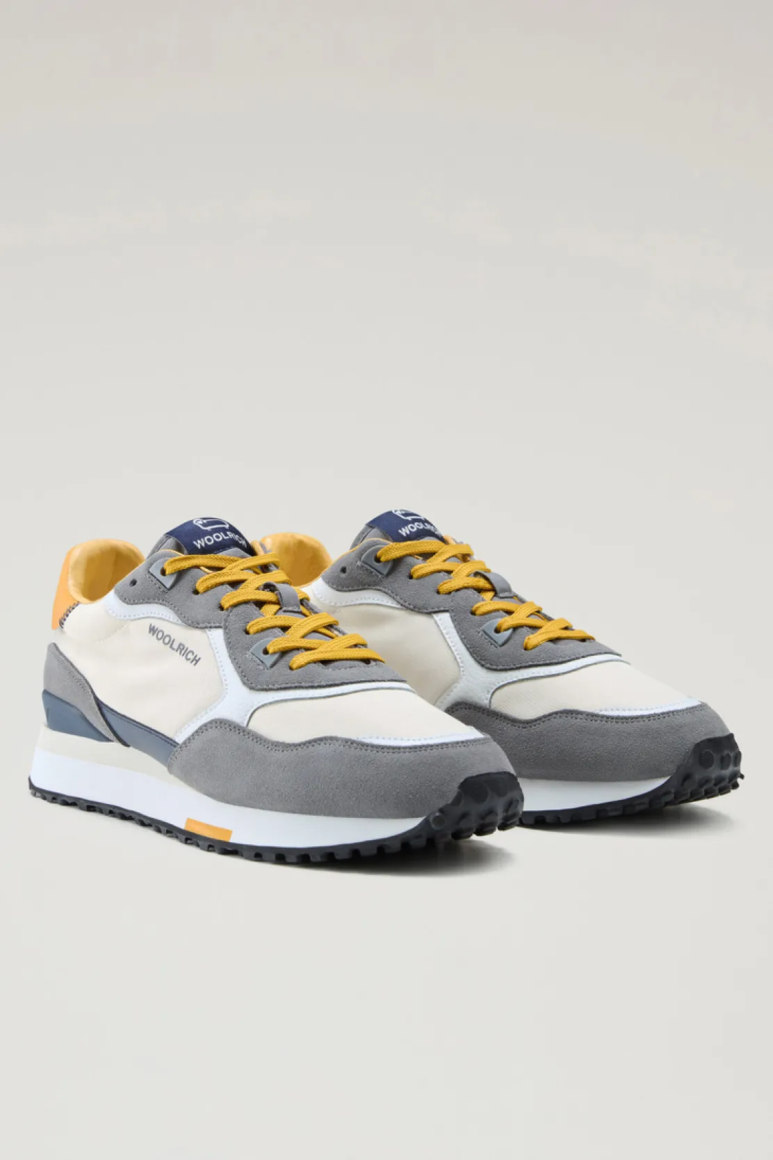 Sneakers>Woolrich Sneakers Retro In Pelle Con Dettagli In Nylon Grey Cream