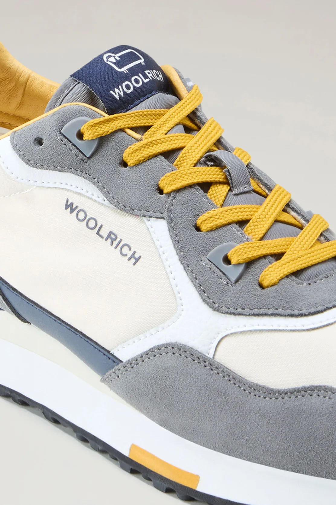 Sneakers>Woolrich Sneakers Retro In Pelle Con Dettagli In Nylon Grey Cream