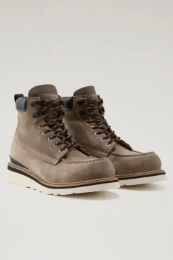 Anfibi e stivaletti>Woolrich Stivaletti Moc Toe In Camoscio Taupe