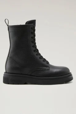 Anfibi>Woolrich Stivaletti New City In Pelle Bottalata Black