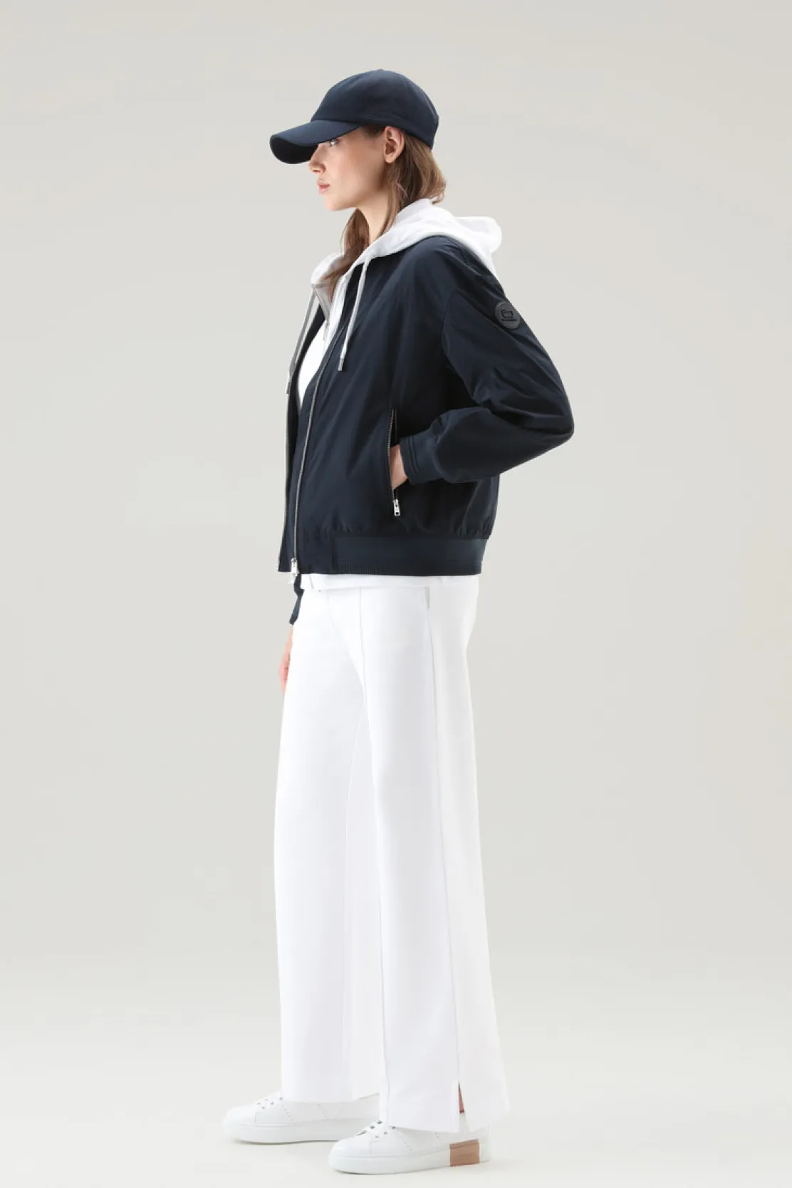 Bomber|Giacche>Woolrich Summer Bomber In Urban Touch Melton Blue