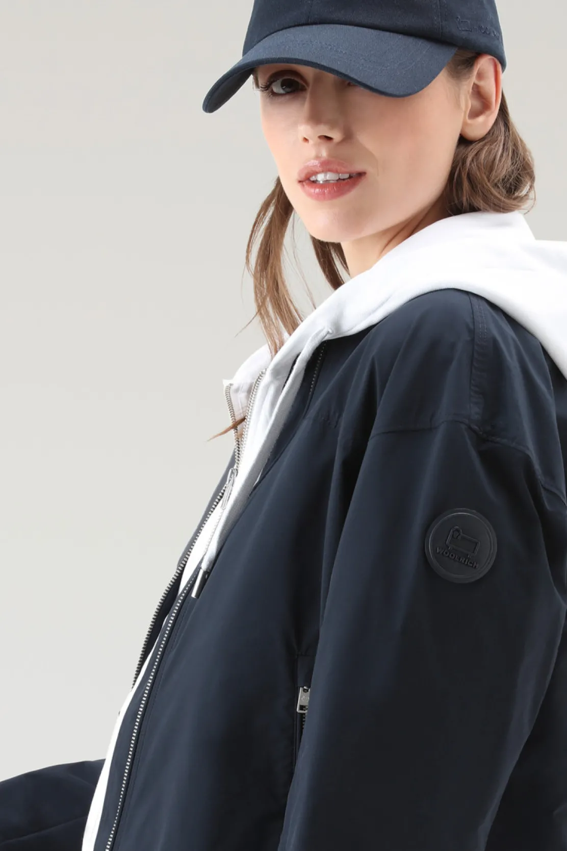 Bomber|Giacche>Woolrich Summer Bomber In Urban Touch Melton Blue