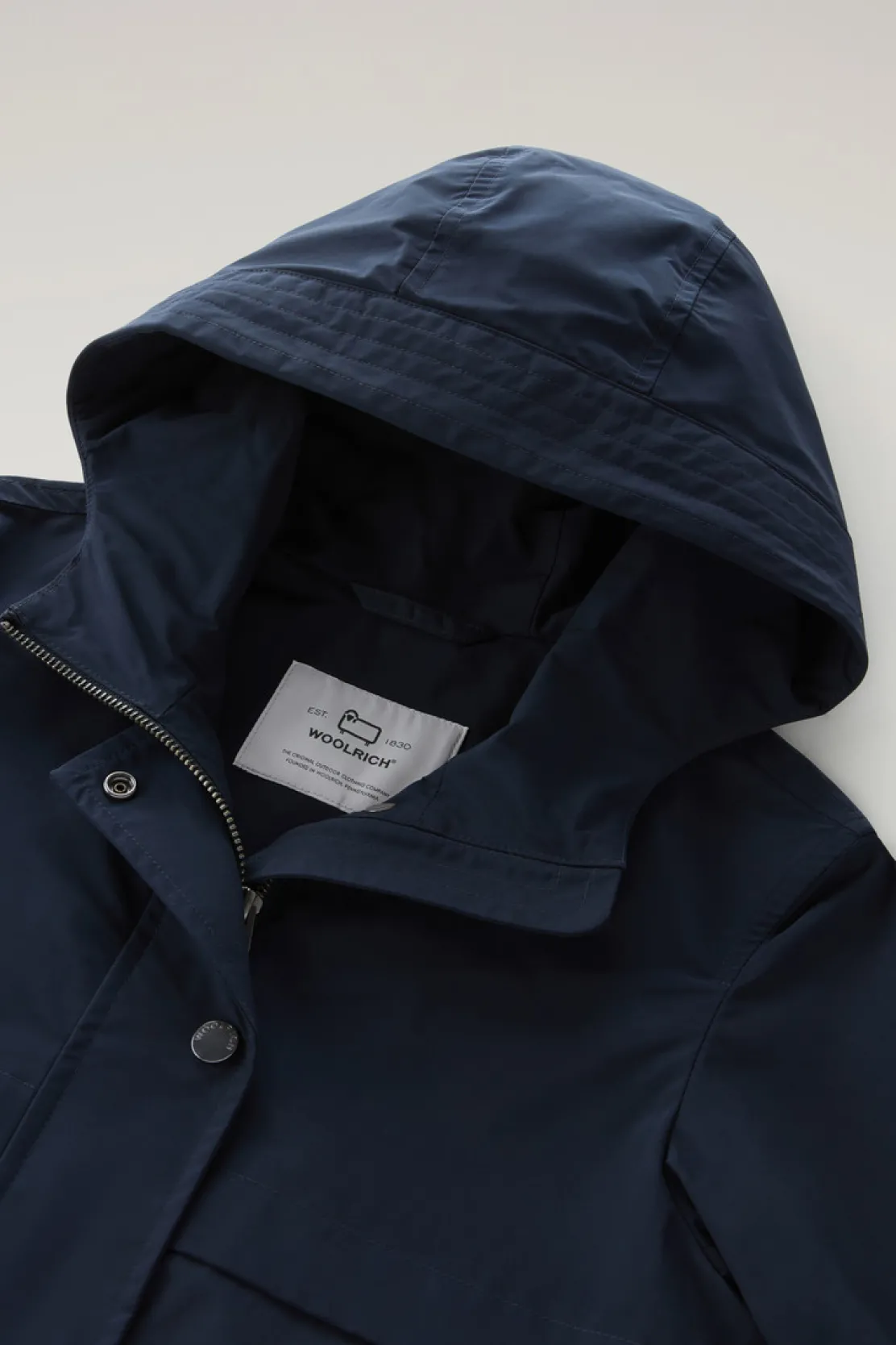 Giacche>Woolrich Summer Parka Da Bambina In Urban Touch Melton Blue