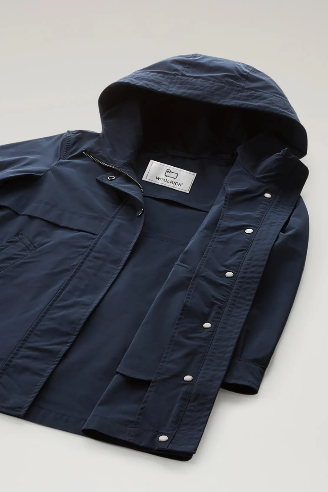 Giacche>Woolrich Summer Parka Da Bambina In Urban Touch Melton Blue
