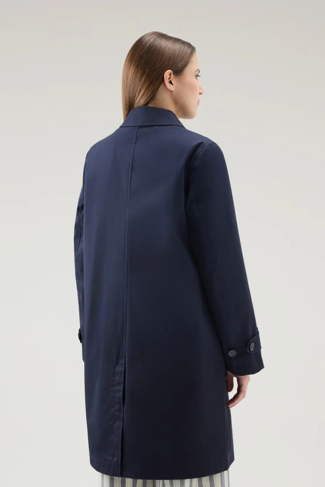 Cappotti>Woolrich Trench Havice In Best Cotton Melton Blue