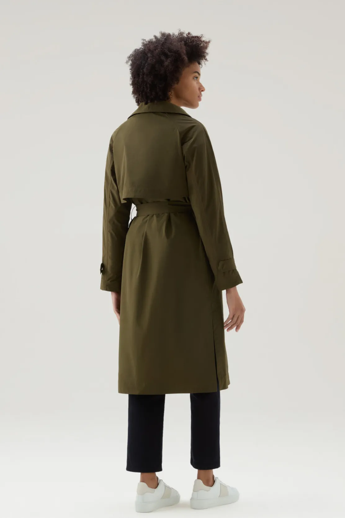 Cappotti>Woolrich Trench In Tessuto Urban Touch Con Cintura Dark Green