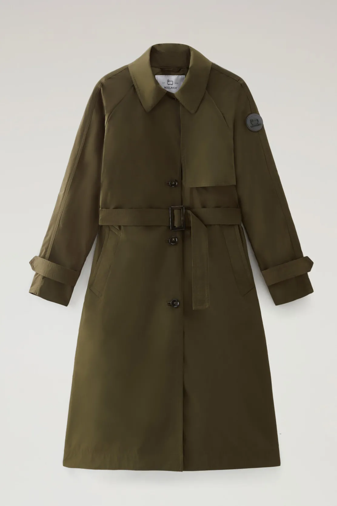 Cappotti>Woolrich Trench In Tessuto Urban Touch Con Cintura Dark Green