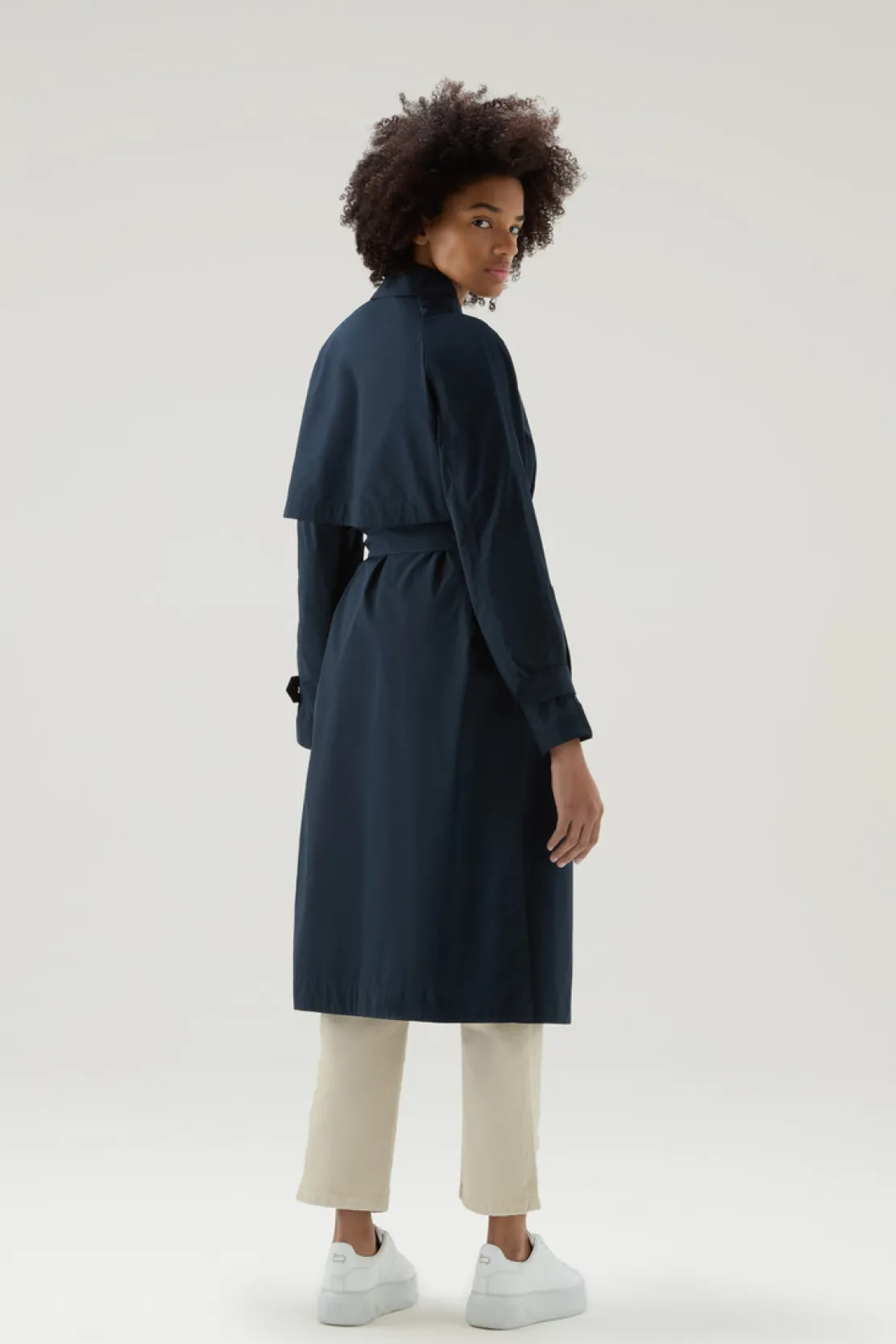 Cappotti>Woolrich Trench In Tessuto Urban Touch Con Cintura Melton Blue