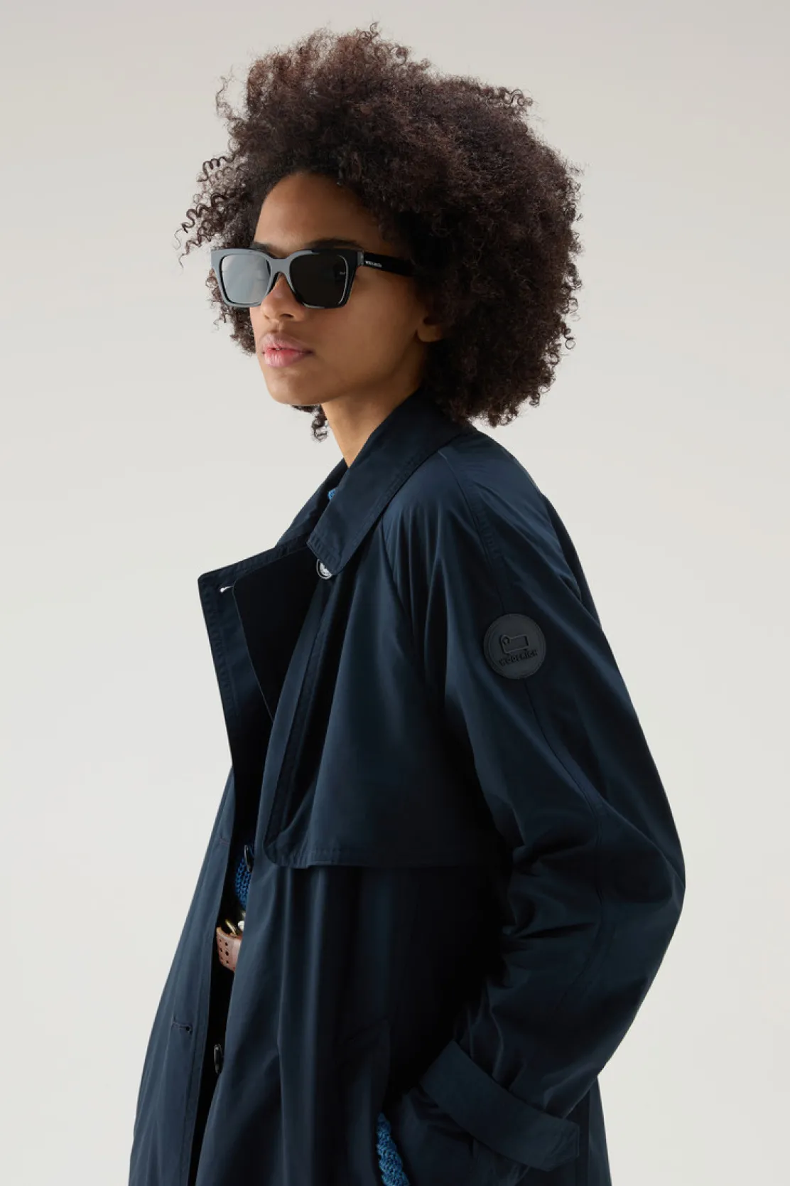 Cappotti>Woolrich Trench In Tessuto Urban Touch Con Cintura Melton Blue