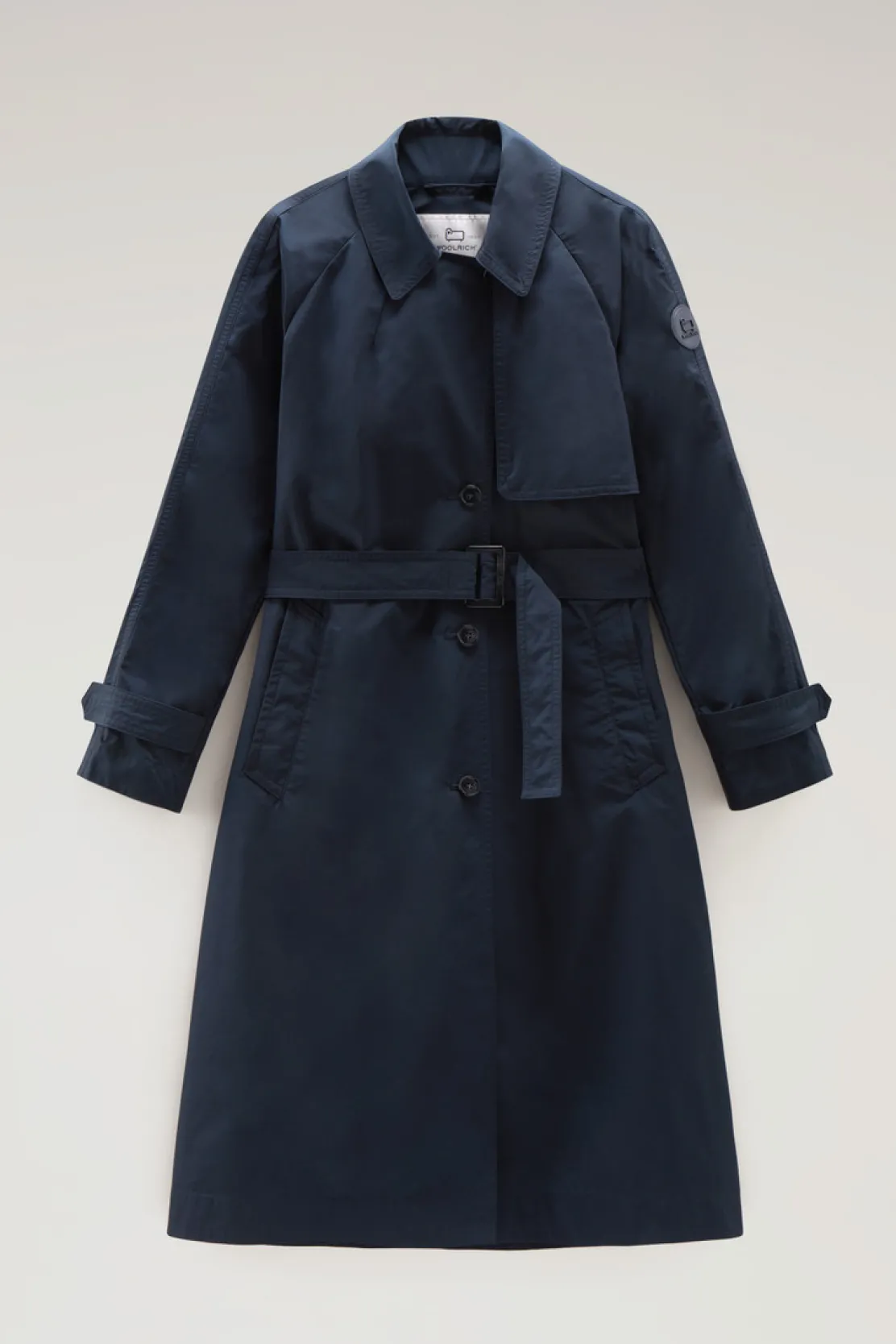 Cappotti>Woolrich Trench In Tessuto Urban Touch Con Cintura Melton Blue