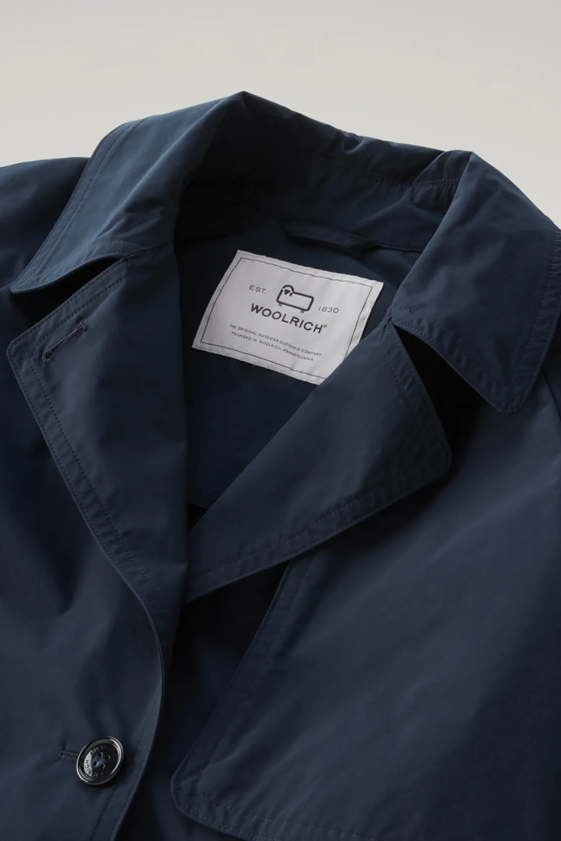 Cappotti>Woolrich Trench In Tessuto Urban Touch Con Cintura Melton Blue