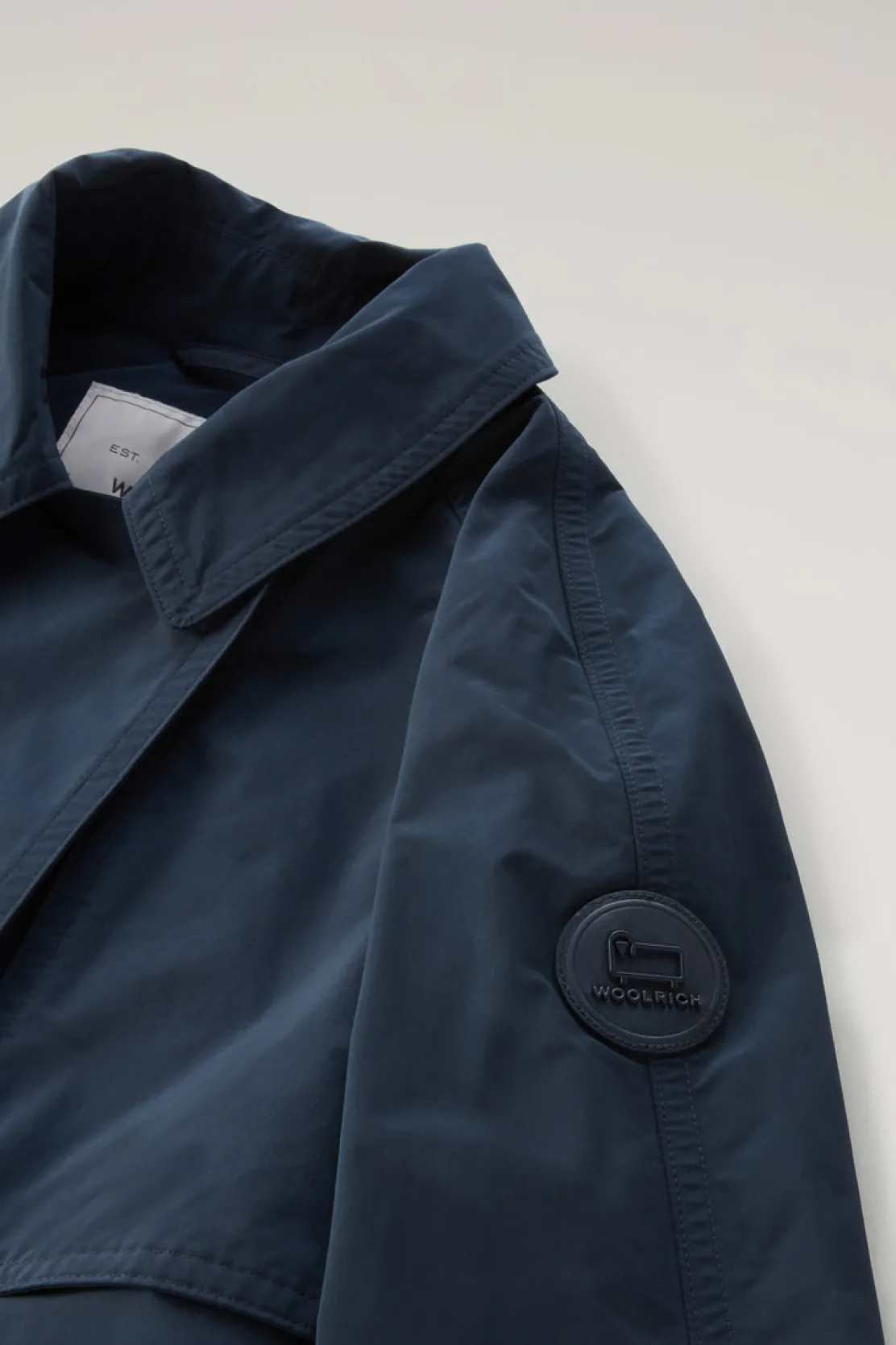 Cappotti>Woolrich Trench In Tessuto Urban Touch Con Cintura Melton Blue