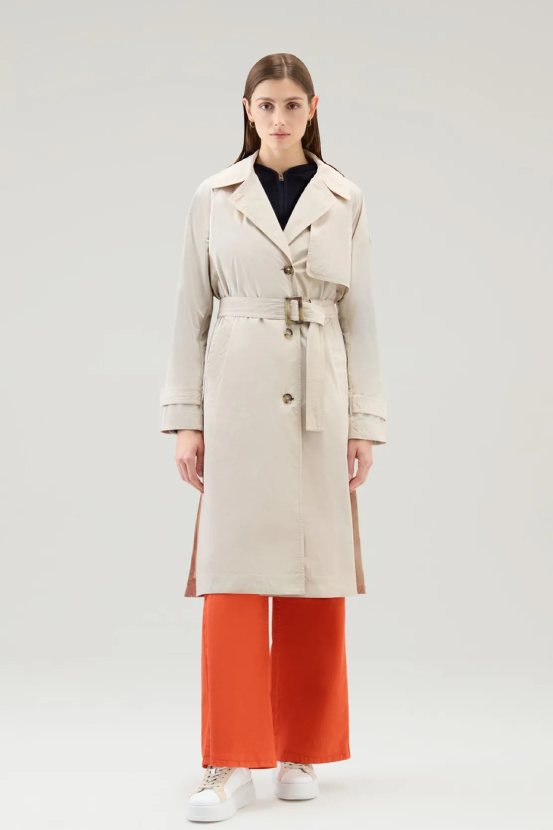 Cappotti>Woolrich Trench In Tessuto Urban Touch Con Cintura Light Oak