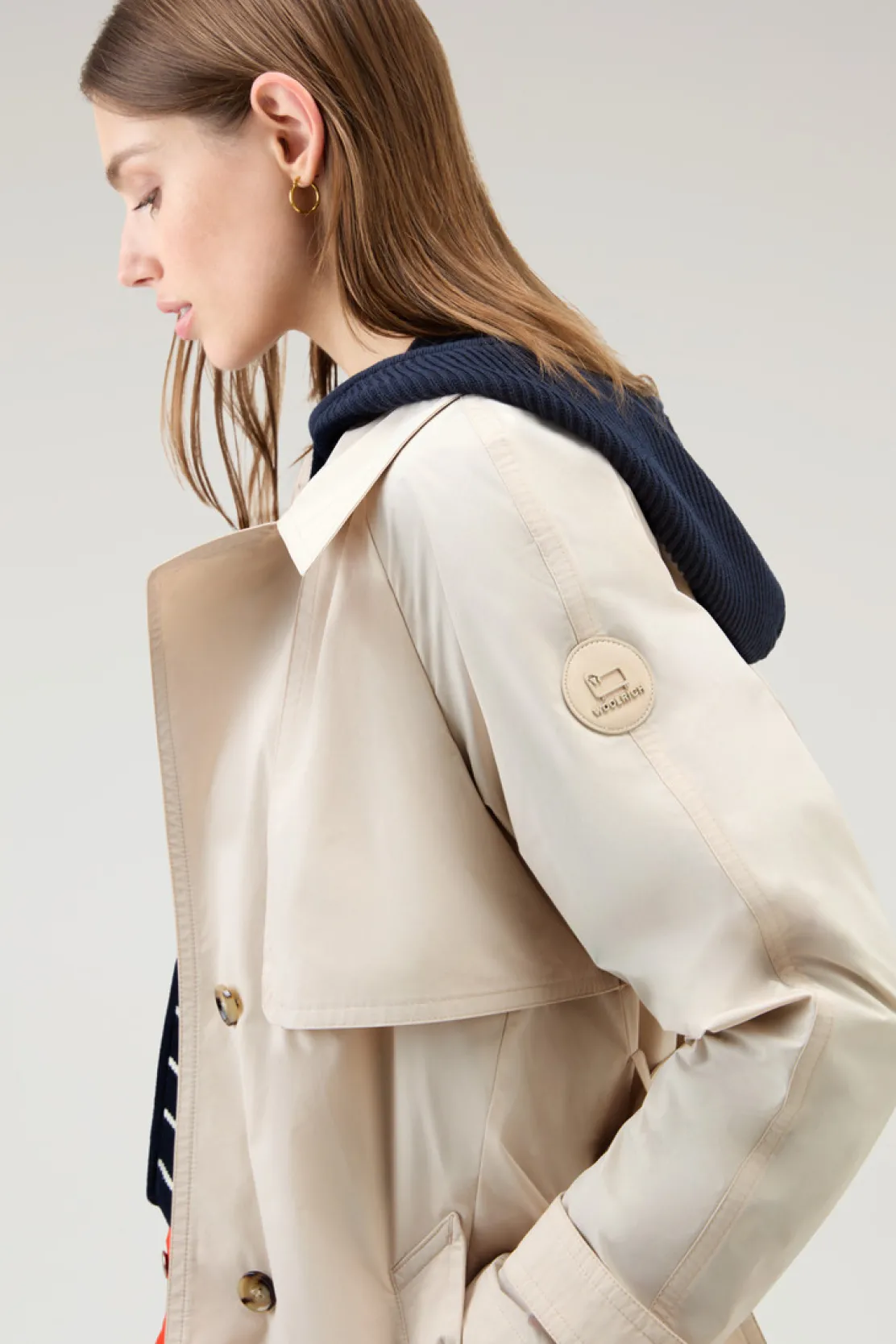 Cappotti>Woolrich Trench In Tessuto Urban Touch Con Cintura Light Oak
