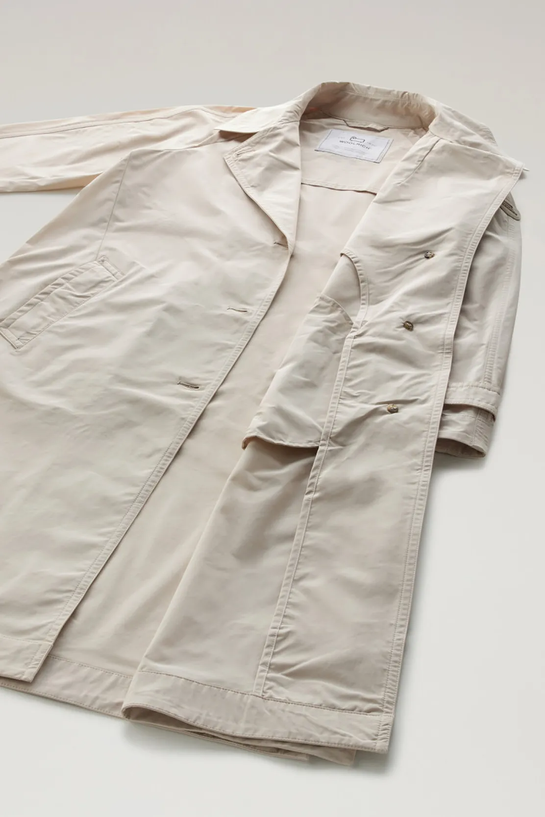 Cappotti>Woolrich Trench In Tessuto Urban Touch Con Cintura Light Oak