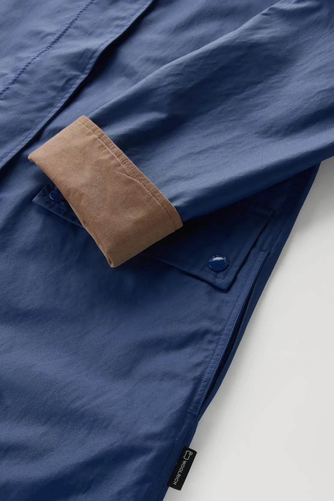 Cappotti>Woolrich Trench Waxed In Misto Cotone E Nylon Con Colletto A Punta Twilight Blue